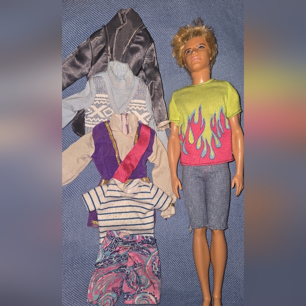Mattel Doll Ken And Some Vintage Clothes with Stylish Outfit